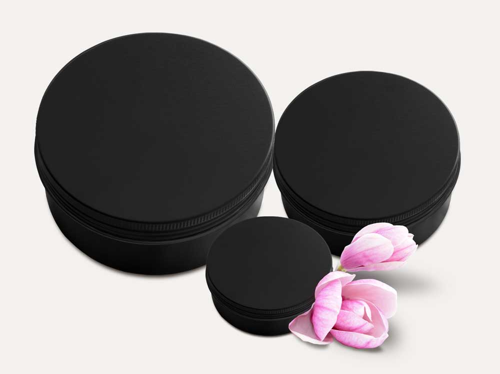 Schwarz - Tiegel für Tattoocreme mit eigenem Logo
